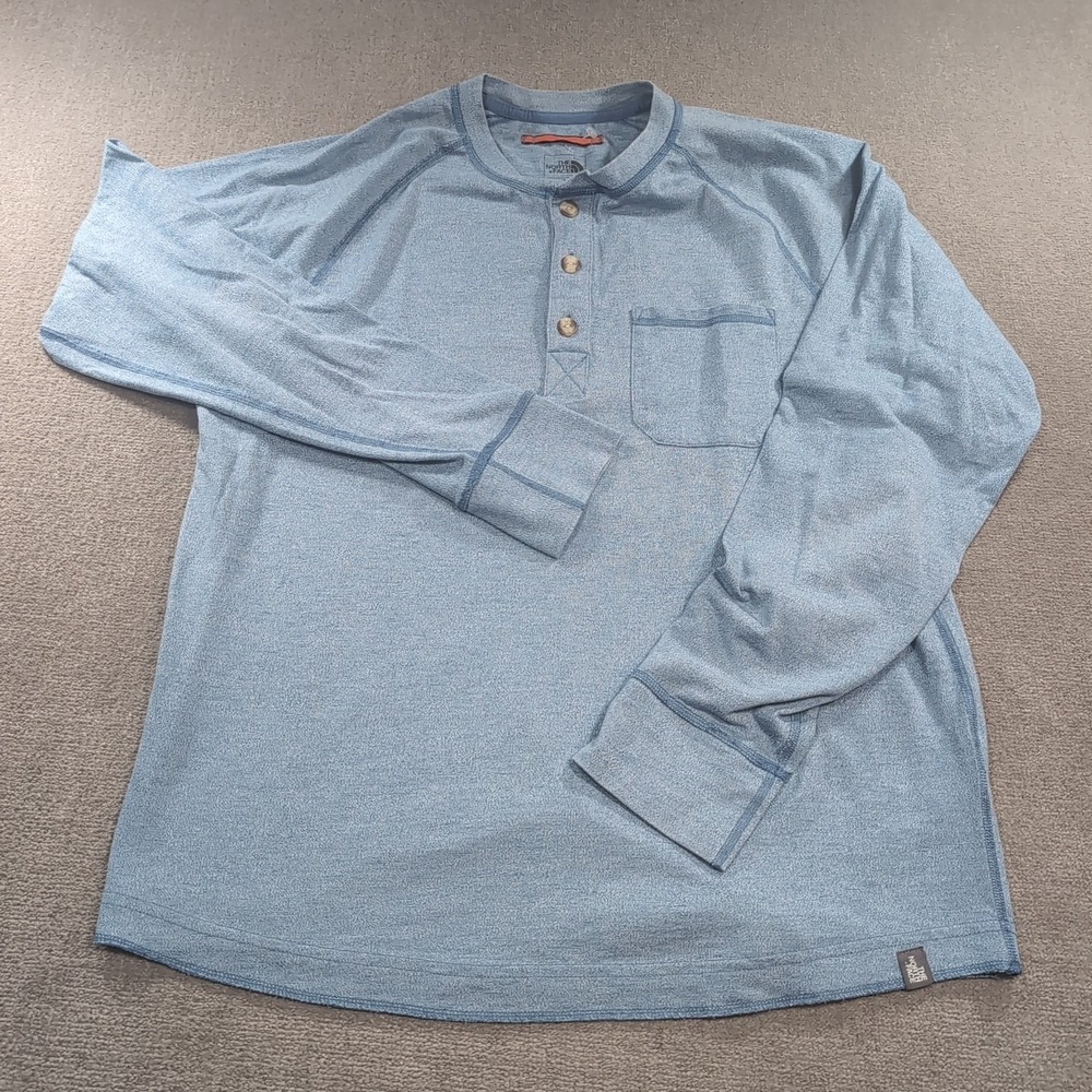 The‎ North Face Men's Medium M Blue Quarter Button Long Sleeve Blue
